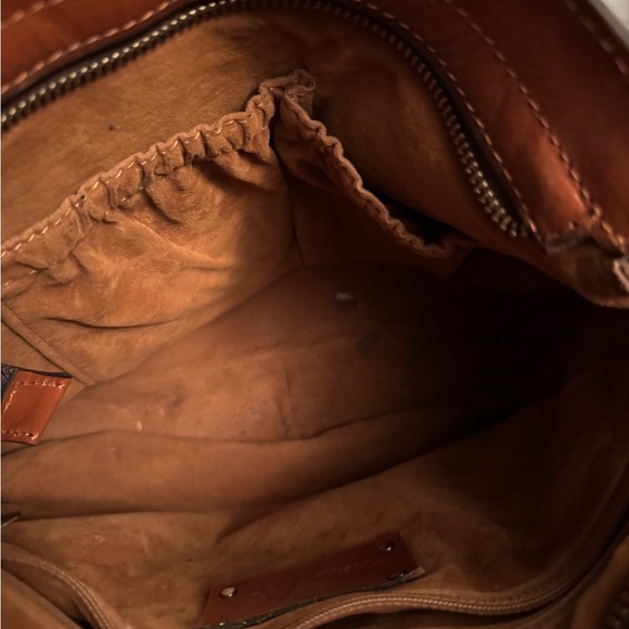 Patricia Nash -used Tan Leather Messenger Bag with Buckle Short Strap - Picture 8 of 16